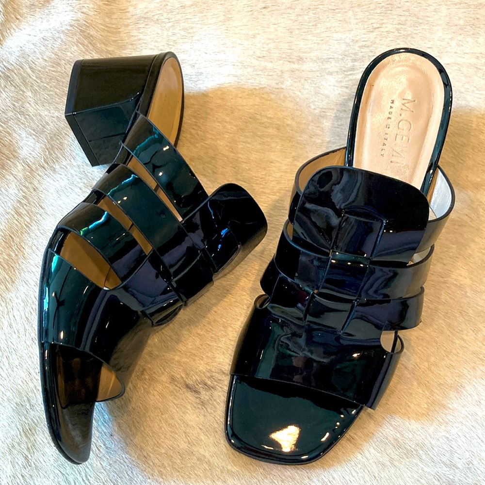 M. Gemi The Mare Black Patent Strappy Mule, size 8.5